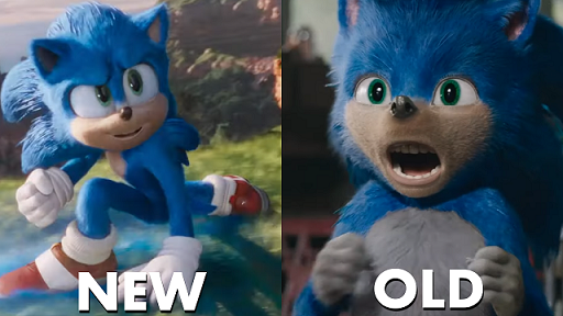 Comparison of the final Sonic animated character and the first.  Photo courtesy of Google Images.