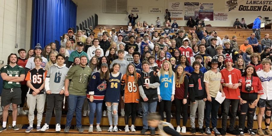 LHS student section during jersey night. Photo courtesy of Green.
