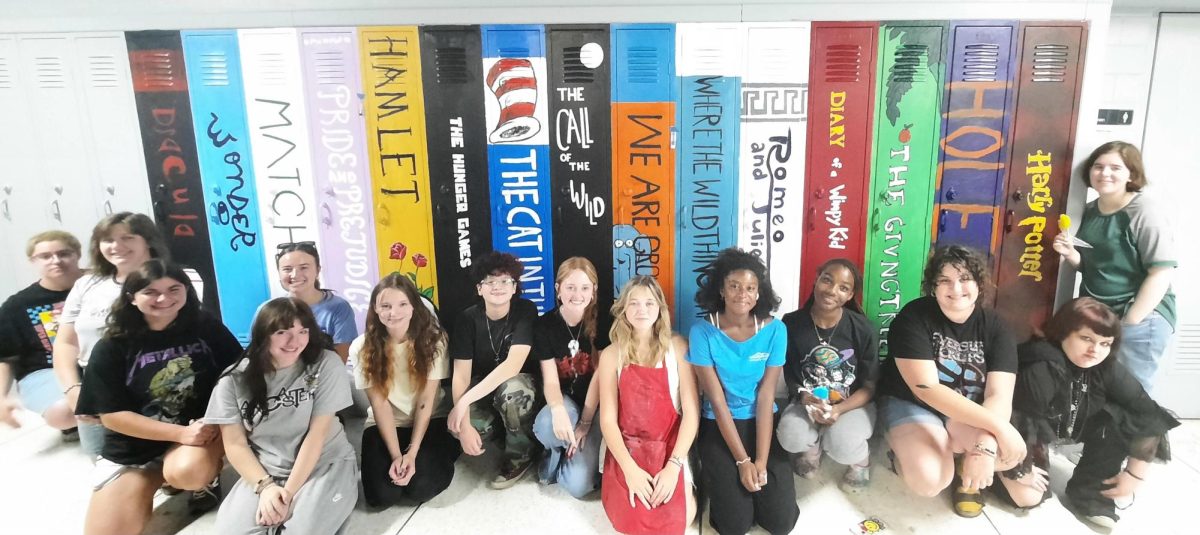 LHS art students complete a project for Big Brothers Big Sisters.  Photo courtesy of Shannon Fish.