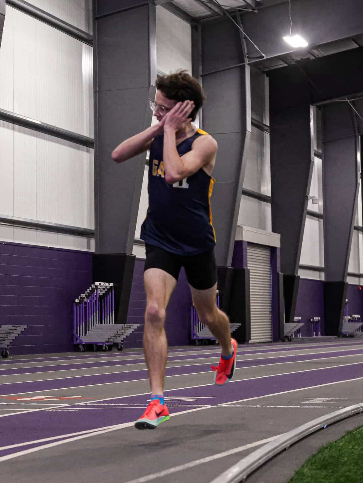Jarrett celebrates as he passes the finish line. Photo courtesy of Jarrett.
